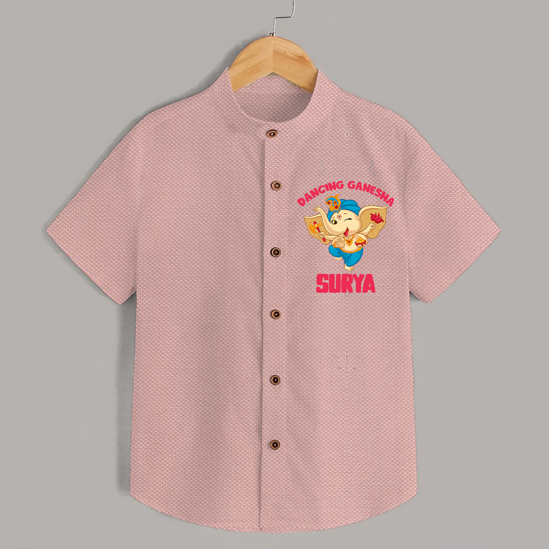 Dancing Ganesha Shirt | Personalized Baby Shirt for the Little Dancer - PEACH - 0 - 6 Months Old (Chest 23")