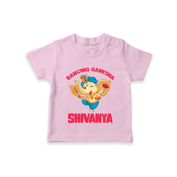 Dancing Ganesha T-shirt | Personalized Baby T-shirt for the Little Dancer - BABY PINK - 0-5 Months Old (Chest 17")