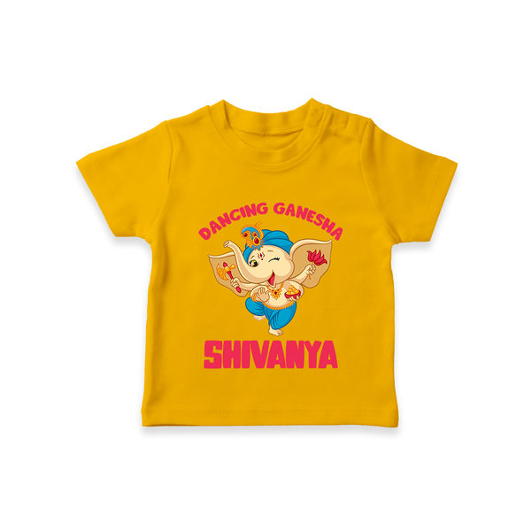 Dancing Ganesha T-shirt | Personalized Baby T-shirt for the Little Dancer - CHROME YELLOW - 0-5 Months Old (Chest 17")