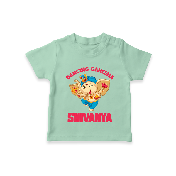 Dancing Ganesha T-shirt | Personalized Baby T-shirt for the Little Dancer - MINT GREEN - 0-5 Months Old (Chest 17")