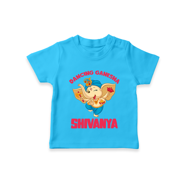 Dancing Ganesha T-shirt | Personalized Baby T-shirt for the Little Dancer - SKY BLUE - 0-5 Months Old (Chest 17")