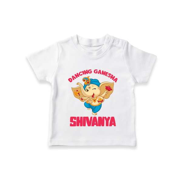 Dancing Ganesha T-shirt | Personalized Baby T-shirt for the Little Dancer - WHITE - 0-5 Months Old (Chest 17")