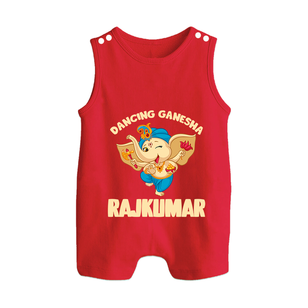 Dancing Ganesha Romper Suit | Personalized Baby Romper Suit for the Little Dancer - RED - 0 - 5 Months Old (Chest 18")