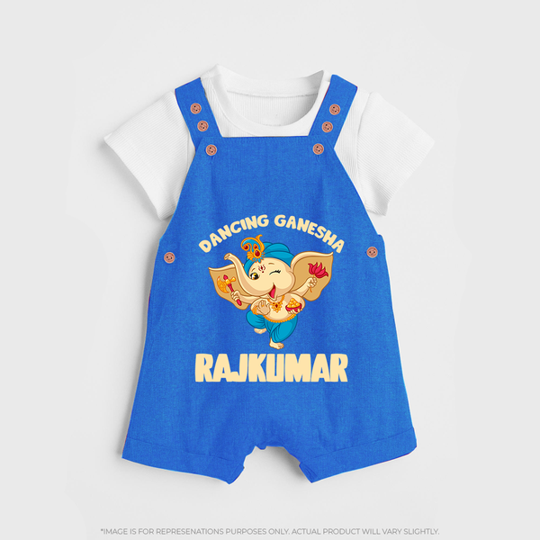 Dancing Ganesha Dungaree | Personalized Baby Dungaree for the Little Dancer - COBALT BLUE - 0 - 5 Months Old (Chest 18")