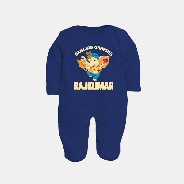 Dancing Ganesha Sleep Suit | Personalized Baby Sleep Suit for the Little Dancer - NAVY BLUE - New Born (Chest 7.5")