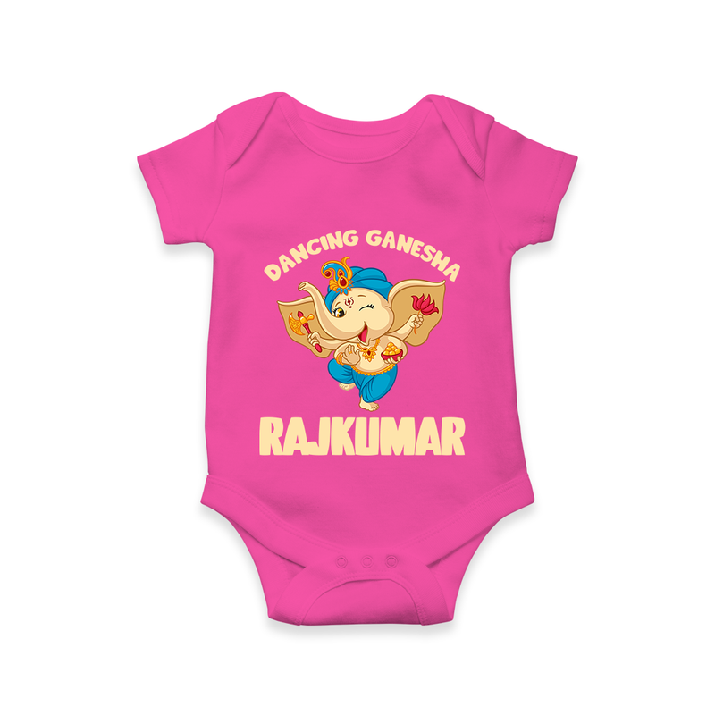 Dancing Ganesha Romper / Onesie | Personalized Baby Romper / Onesie for the Little Dancer - HOT PINK - New Born (Chest 14")