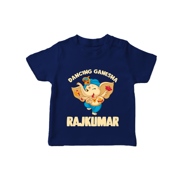 Dancing Ganesha T-shirt | Personalized Baby T-shirt for the Little Dancer - NAVY BLUE - 0-5 Months Old (Chest 17")