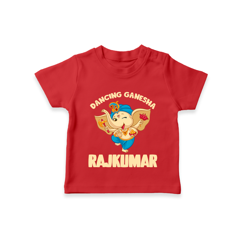 Dancing Ganesha T-shirt | Personalized Baby T-shirt for the Little Dancer - RED - 0-5 Months Old (Chest 17")
