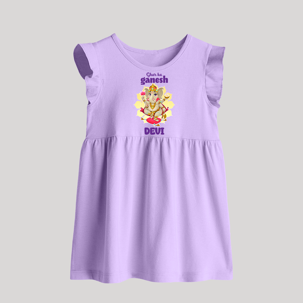 Ghar Ka Ganesha Baby Frock | Custom Baby Frock for Your Home's Ganesha - LILAC - 0 - 3 Months Old (Chest 17")