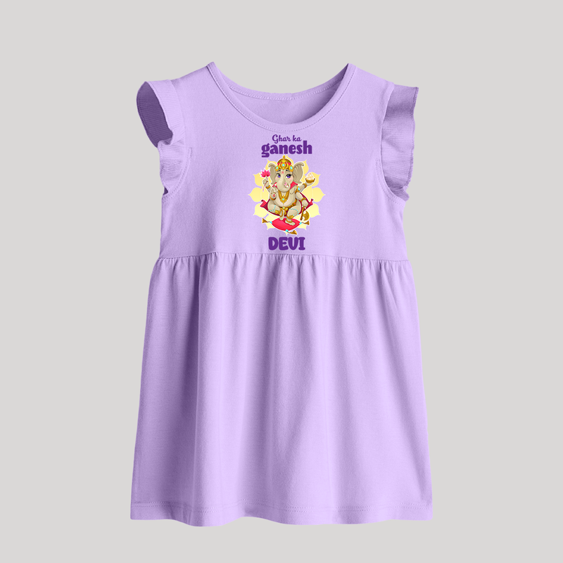 Ghar Ka Ganesha Baby Frock | Custom Baby Frock for Your Home's Ganesha - LILAC - 0 - 3 Months Old (Chest 17")