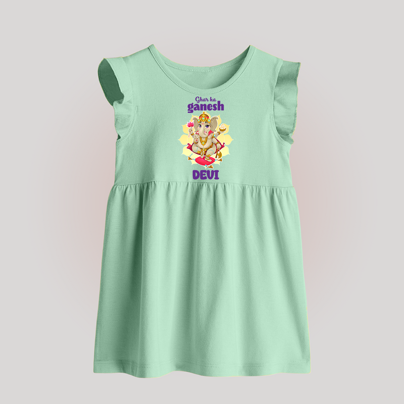 Ghar Ka Ganesha Baby Frock | Custom Baby Frock for Your Home's Ganesha - MINT GREEN - 0 - 3 Months Old (Chest 17")