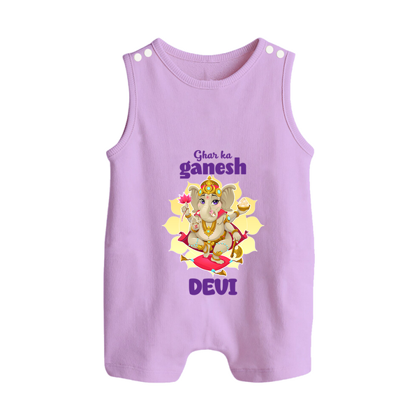 Ghar Ka Ganesha Romper Suit | Custom Baby Romper Suit for Your Home's Ganesha - LILAC - 0 - 5 Months Old (Chest 18")