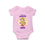 Ghar Ka Ganesha Romper / Onesie | Custom Baby Romper / Onesie for Your Home's Ganesha - BABY PINK - New Born (Chest 14")