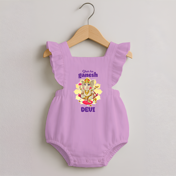 Ghar Ka Ganesha Romper Frock | Custom Baby Romper Frock for Your Home's Ganesha - BABY PINK - 0 - 3 Months Old (Chest 19")