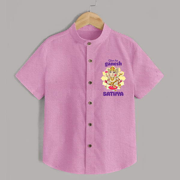 Ghar Ka Ganesha Shirt | Custom Baby Shirt for Your Home's Ganesha - BABY PINK - 0 - 6 Months Old (Chest 23")