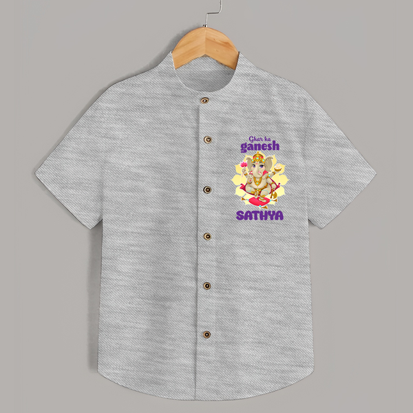 Ghar Ka Ganesha Shirt | Custom Baby Shirt for Your Home's Ganesha - GREY - 0 - 6 Months Old (Chest 23")
