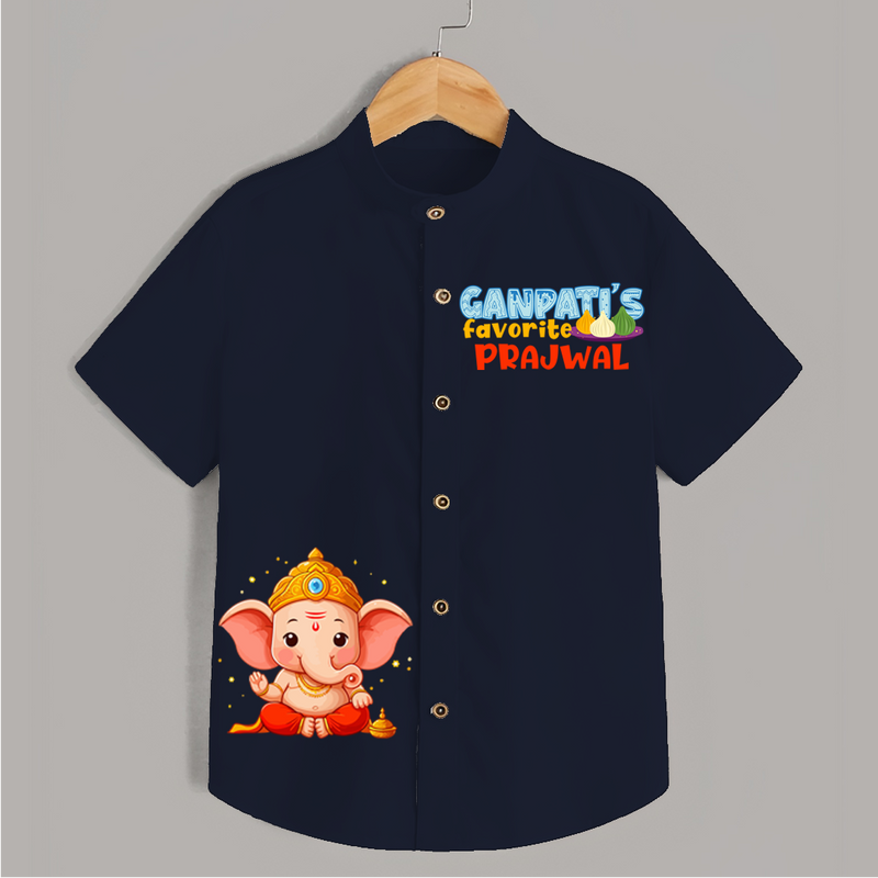 Ganapathi's Favourite - Customised Shirt for Kids - NAVY BLUE - 0-6 Months Old (Chest 23")