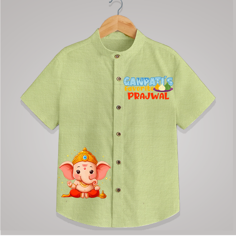 Ganapathi's Favourite - Customised Shirt for Kids - PASTEL GREEN - 0-6 Months Old (Chest 23")