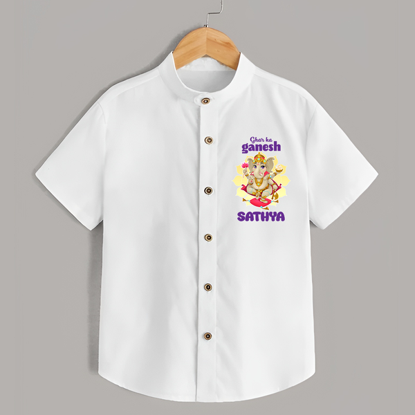 Ghar Ka Ganesha Shirt | Custom Baby Shirt for Your Home's Ganesha - WHITE - 0 - 6 Months Old (Chest 23")