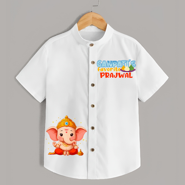 Ganapathi's Favourite - Customised Shirt for Kids - WHITE - 0-6 Months Old (Chest 23")