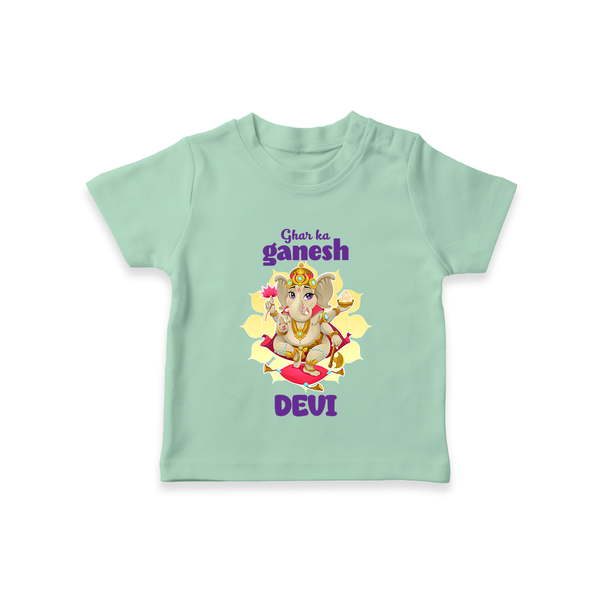 Ghar Ka Ganesha T-shirt | Custom Baby T-shirt for Your Home's Ganesha - MINT GREEN - 0-5 Months Old (Chest 17")