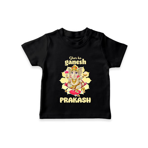 Ghar Ka Ganesha T-shirt | Custom Baby T-shirt for Your Home's Ganesha - BLACK - 0-5 Months Old (Chest 17")
