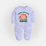 Ganapati Bappa Morya Sleep Suit | Personalized Baby Sleep Suit for Ganesh Chaturthi - BABY BLUE - New Born (Chest 7.5")