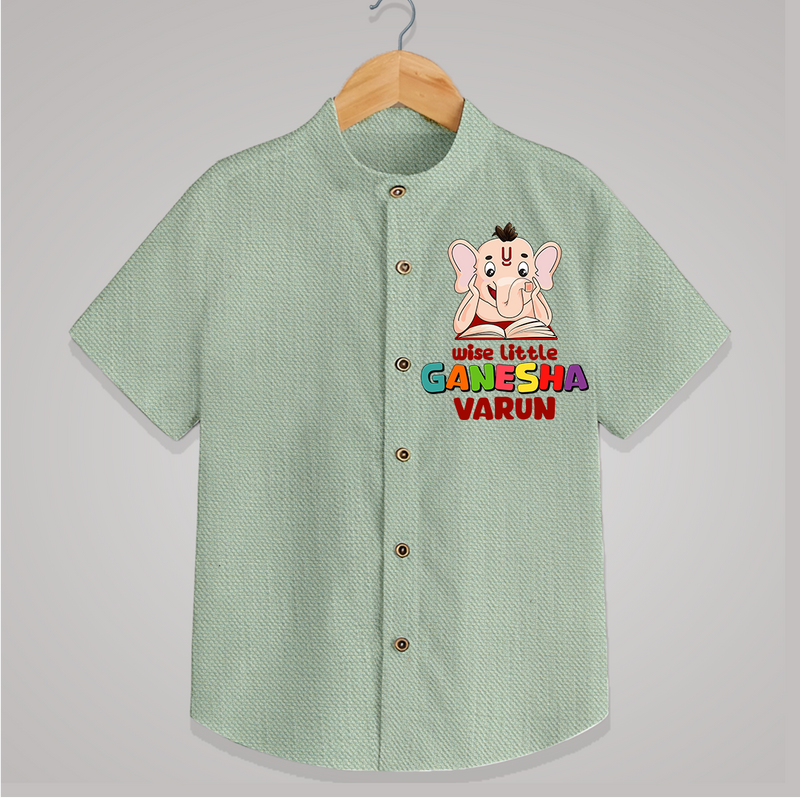 Wise Little Ganesha - Customised Shirt for Kids - MINT GREEN - 0-6 Months Old (Chest 23")