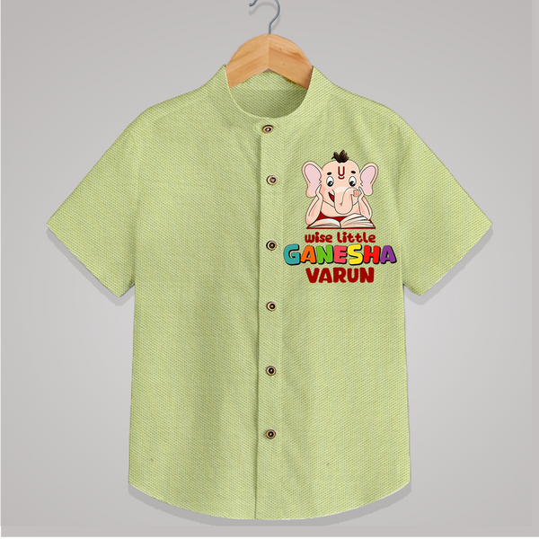 Wise Little Ganesha - Customised Shirt for Kids - PASTEL GREEN - 0-6 Months Old (Chest 23")