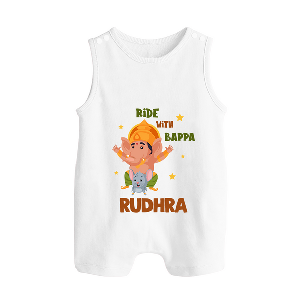 Ride With Bappa Romper Suit | Custom Baby Romper Suit for Ganesh's Little Rider - WHITE - 0 - 5 Months Old (Chest 18")