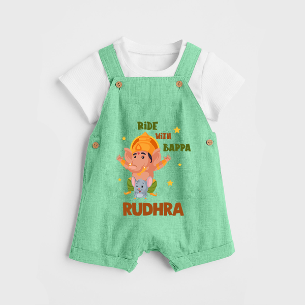 Ride With Bappa Dungaree | Custom Baby Dungaree for Ganesh's Little Rider - GREEN - 0 - 5 Months Old (Chest 18")