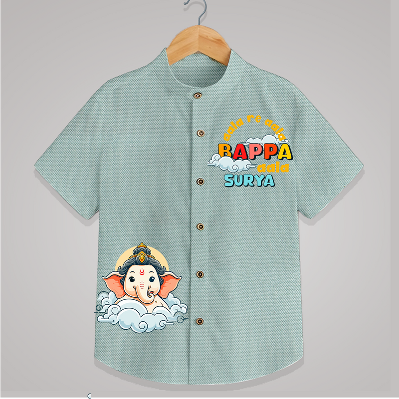 Aala Re Aala Baapa Aala - Customised Ganesh Chaturthi Shirt for Kids - ARCTIC BLUE - 0-6 Months Old (Chest 23")