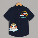 Aala Re Aala Baapa Aala - Customised Ganesh Chaturthi Shirt for Kids - NAVY BLUE - 0-6 Months Old (Chest 23")