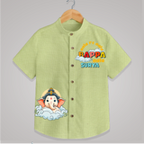 Aala Re Aala Baapa Aala - Customised Ganesh Chaturthi Shirt for Kids - PASTEL GREEN - 0-6 Months Old (Chest 23")