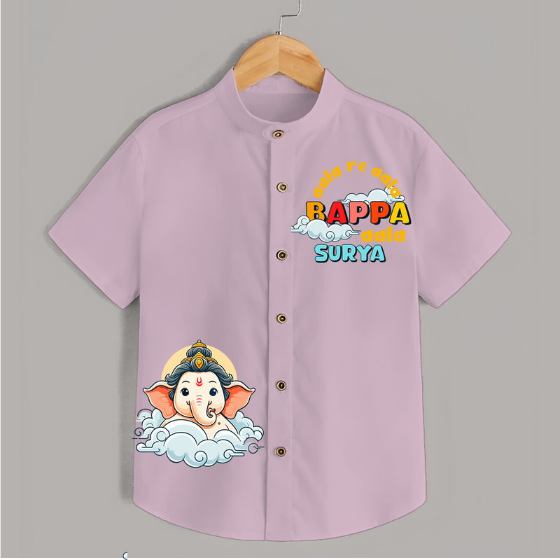 Aala Re Aala Baapa Aala - Customised Ganesh Chaturthi Shirt for Kids - PINK - 0-6 Months Old (Chest 23")