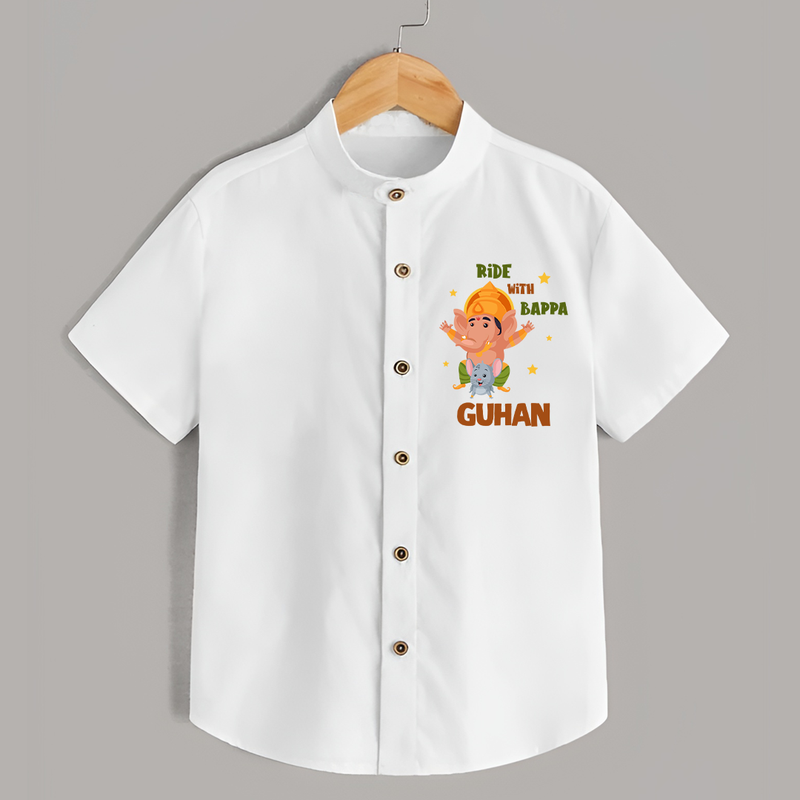 Ride With Bappa Shirt | Custom Baby Shirt for Ganesh's Little Rider - WHITE - 0 - 6 Months Old (Chest 23")
