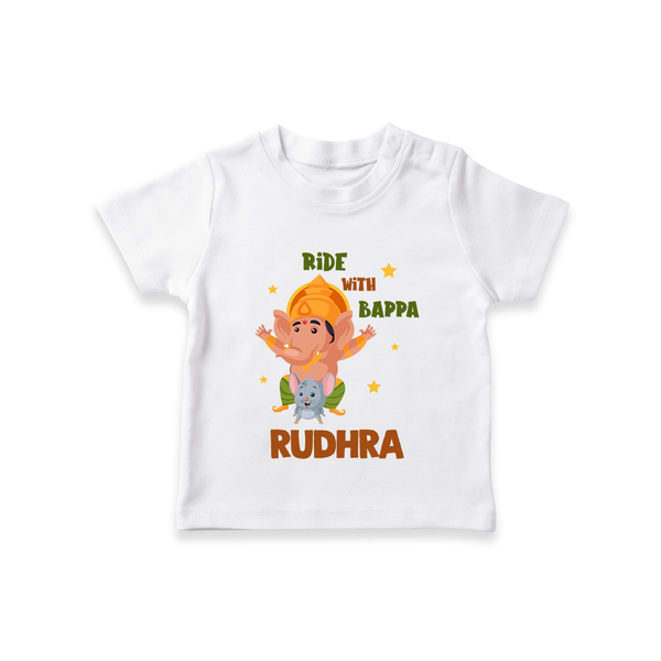 Ride With Bappa T-shirt | Custom Baby T-shirt for Ganesh's Little Rider - WHITE - 0-5 Months Old (Chest 17")