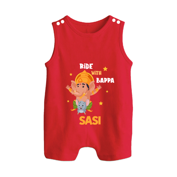 Ride With Bappa Romper Suit | Custom Baby Romper Suit for Ganesh's Little Rider - RED - 0 - 5 Months Old (Chest 18")