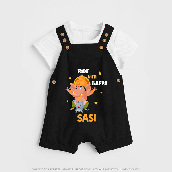 Ride With Bappa Dungaree | Custom Baby Dungaree for Ganesh's Little Rider - BLACK - 0 - 5 Months Old (Chest 18")