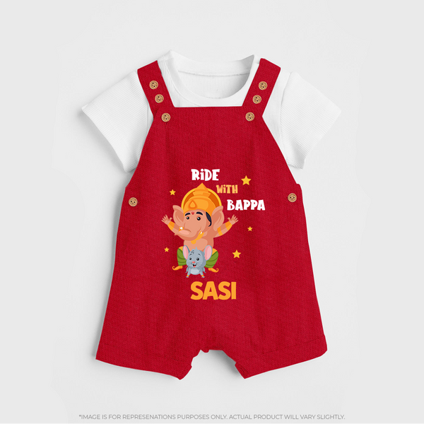 Ride With Bappa Dungaree | Custom Baby Dungaree for Ganesh's Little Rider - RED - 0 - 5 Months Old (Chest 18")