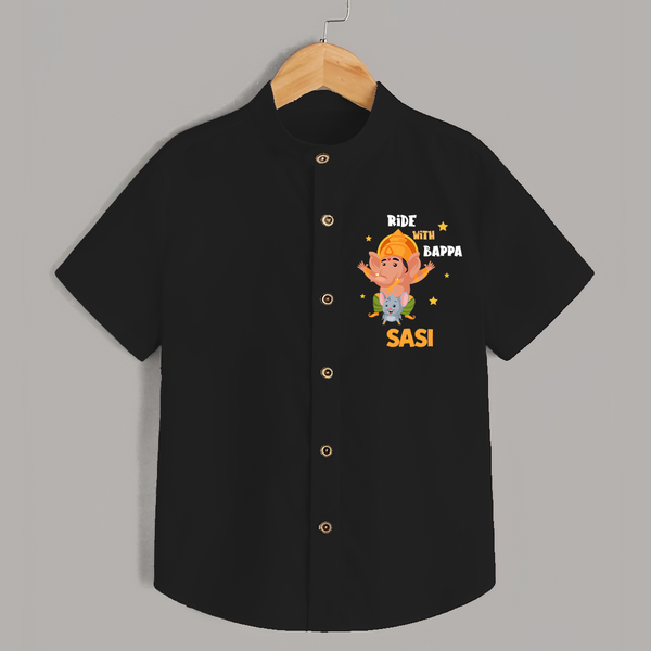 Ride With Bappa Shirt | Custom Baby Shirt for Ganesh's Little Rider - BLACK - 0 - 6 Months Old (Chest 23")