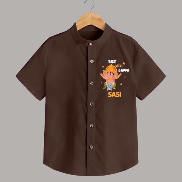 Ride With Bappa Shirt | Custom Baby Shirt for Ganesh's Little Rider - CHOCOLATE BROWN - 0 - 6 Months Old (Chest 23")