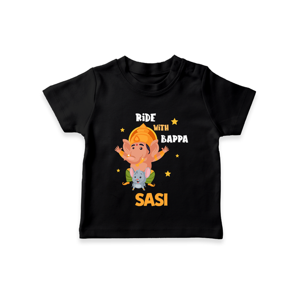 Ride With Bappa T-shirt | Custom Baby T-shirt for Ganesh's Little Rider - BLACK - 0-5 Months Old (Chest 17")