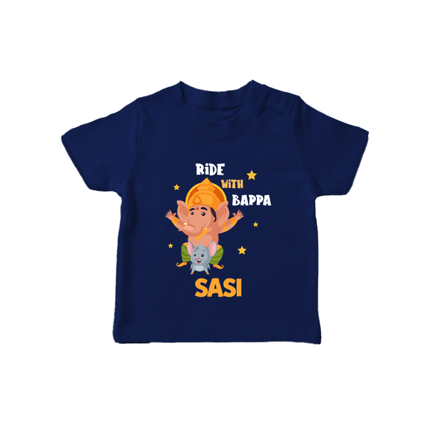 Ride With Bappa T-shirt | Custom Baby T-shirt for Ganesh's Little Rider - NAVY BLUE - 0-5 Months Old (Chest 17")