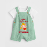 Kutty Vinaiyagar Dungaree | Personalized Baby Dungaree for Little Ganesha Fans - MINT GREEN - 0 - 5 Months Old (Chest 18")