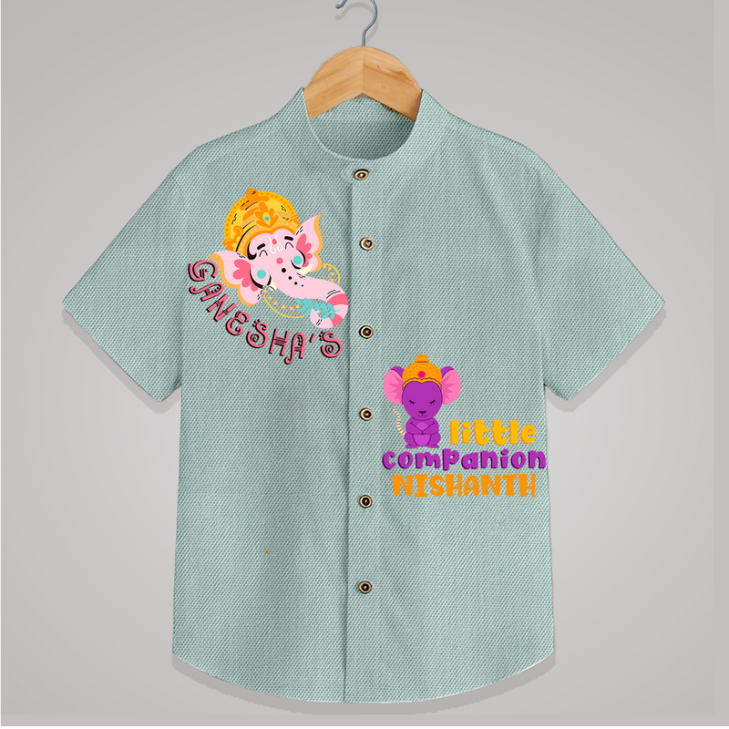 Ganesha's Little Companion - Customised Shirt for Kids - ARCTIC BLUE - 0-6 Months Old (Chest 23")