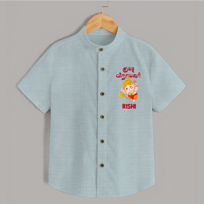 Kutty Vinaiyagar Shirt | Personalized Baby Shirt for Little Ganesha Fans - ARCTIC BLUE - 0 - 6 Months Old (Chest 23")