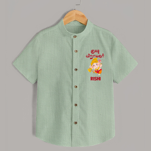 Kutty Vinaiyagar Shirt | Personalized Baby Shirt for Little Ganesha Fans - MINT GREEN - 0 - 6 Months Old (Chest 23")