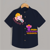 Ganesha's Little Companion - Customised Shirt for Kids - NAVY BLUE - 0-6 Months Old (Chest 23")