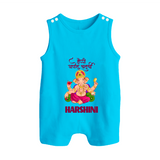 Happy Ganesh Chaturthi Romper Suit | Custom Baby Romper Suit for the Festival of Ganesh - SKY BLUE - 0 - 5 Months Old (Chest 18")